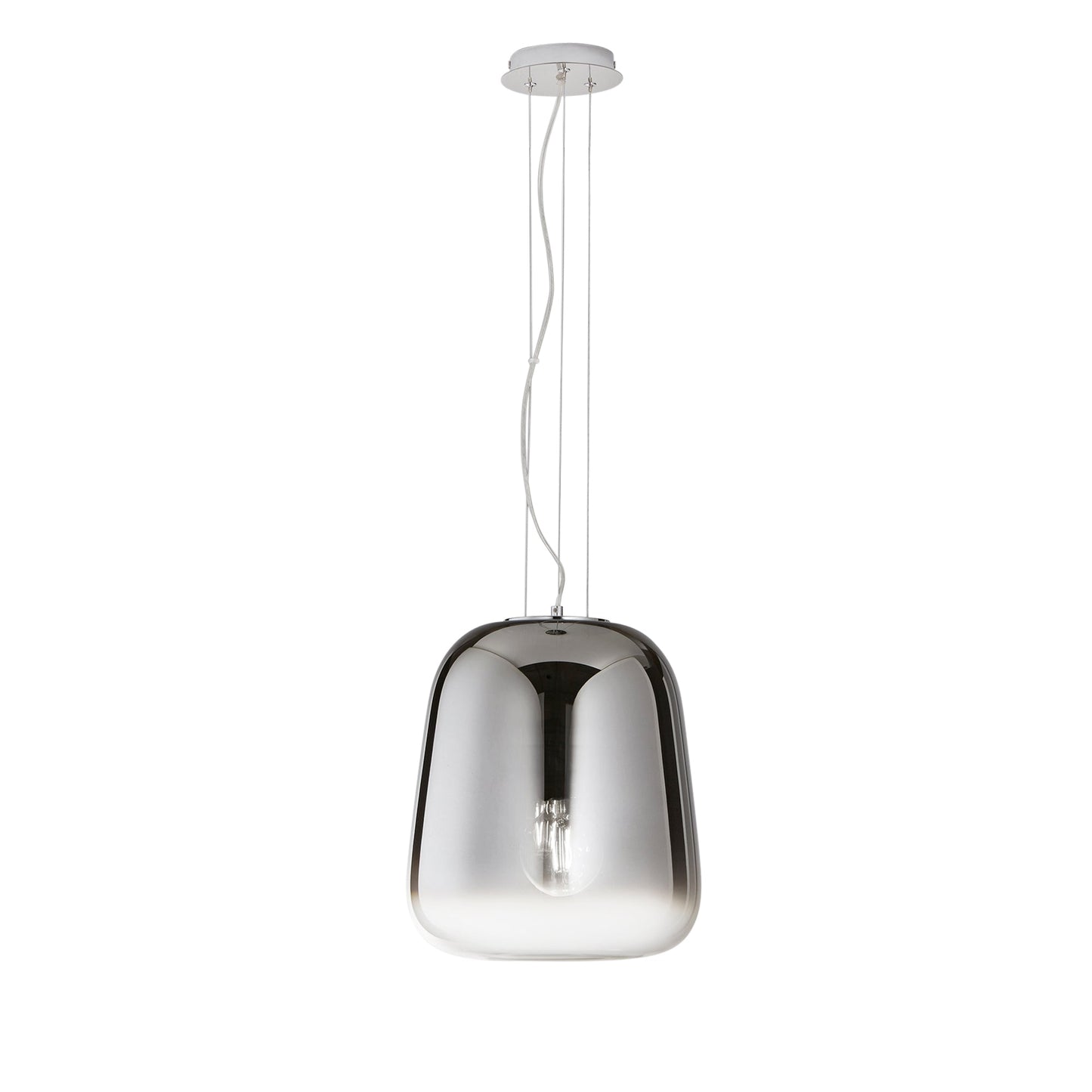 Sospensione SMOKE in metallo nero con 1 diffusore vetro grigio fumè 1 luce Ø 34cm