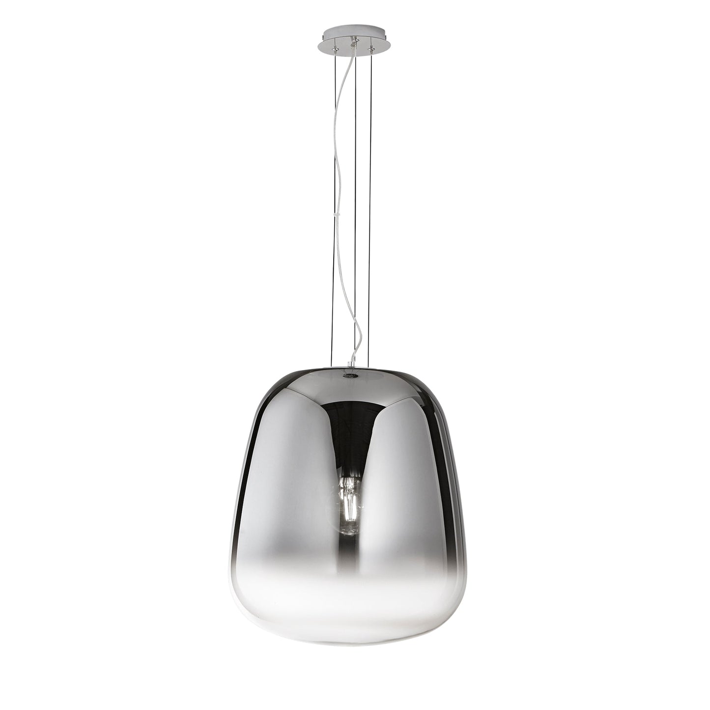 Sospensione SMOKE in metallo nero con 1 diffusore vetro grigio fumè 1 luce Ø 45cm