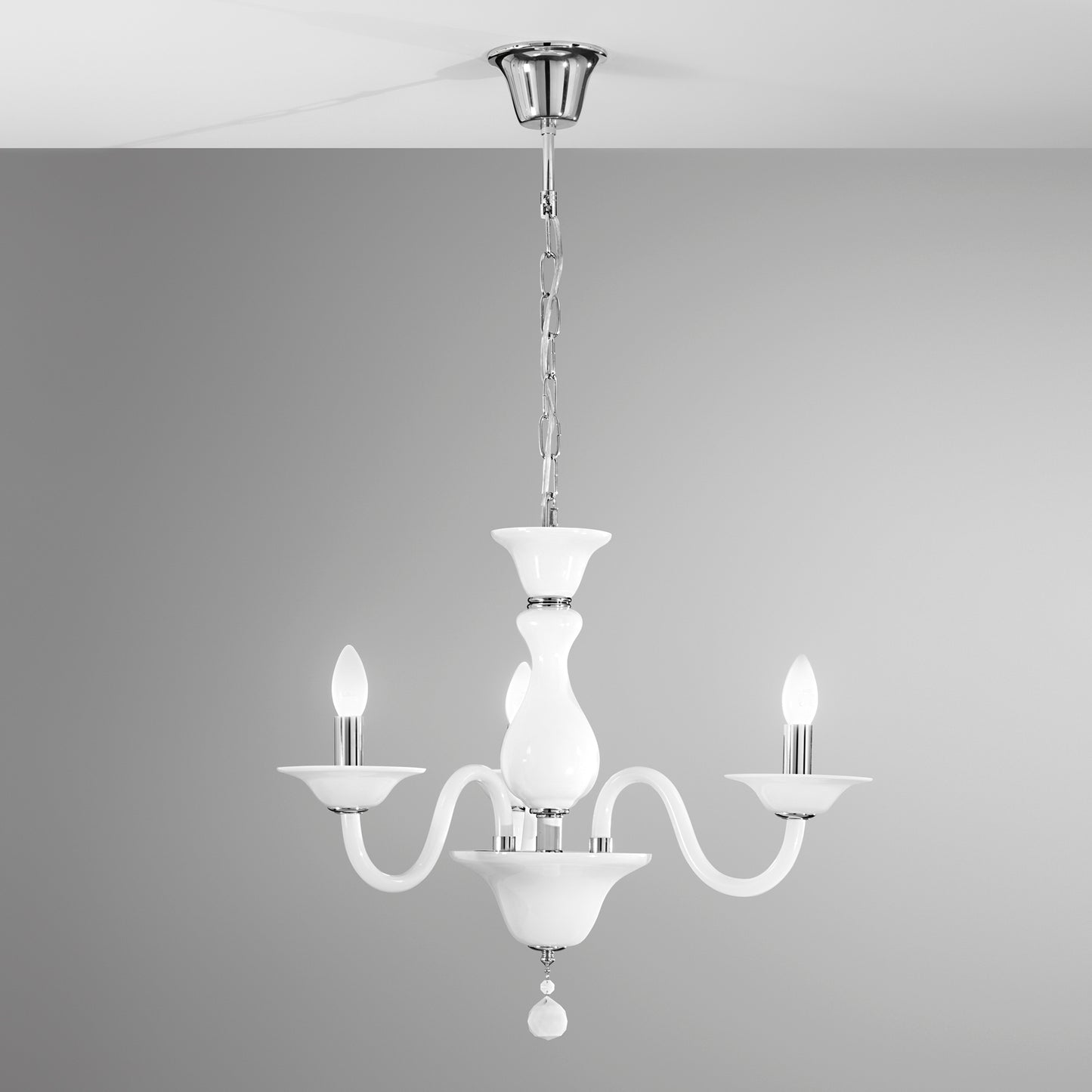 Lampadario SOFFIO in vetro bianco 3 luci