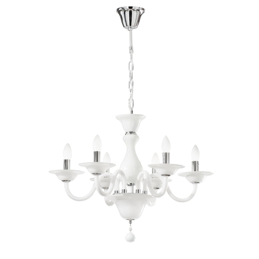 Lampadario SOFFIO in vetro bianco 6 luci