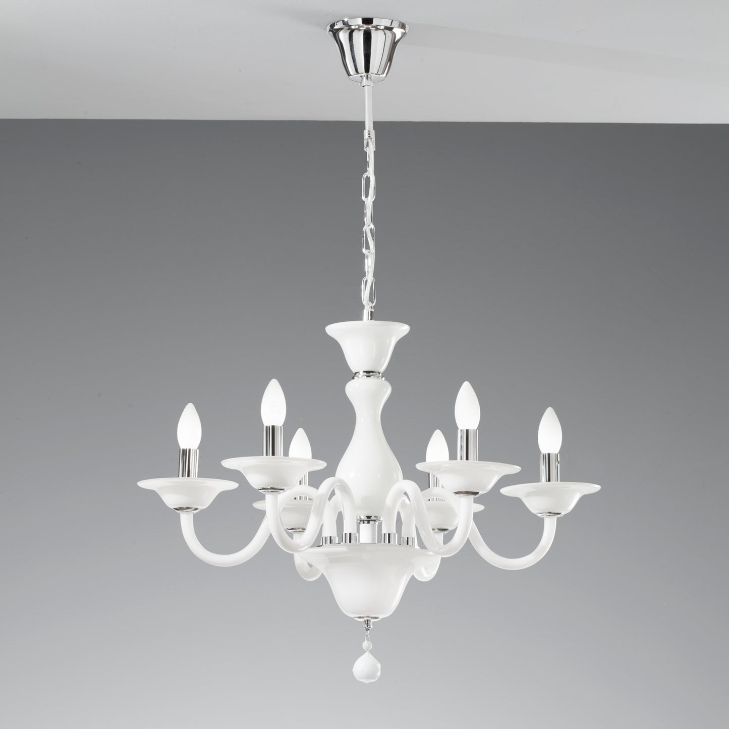 Lampadario SOFFIO in vetro bianco 6 luci