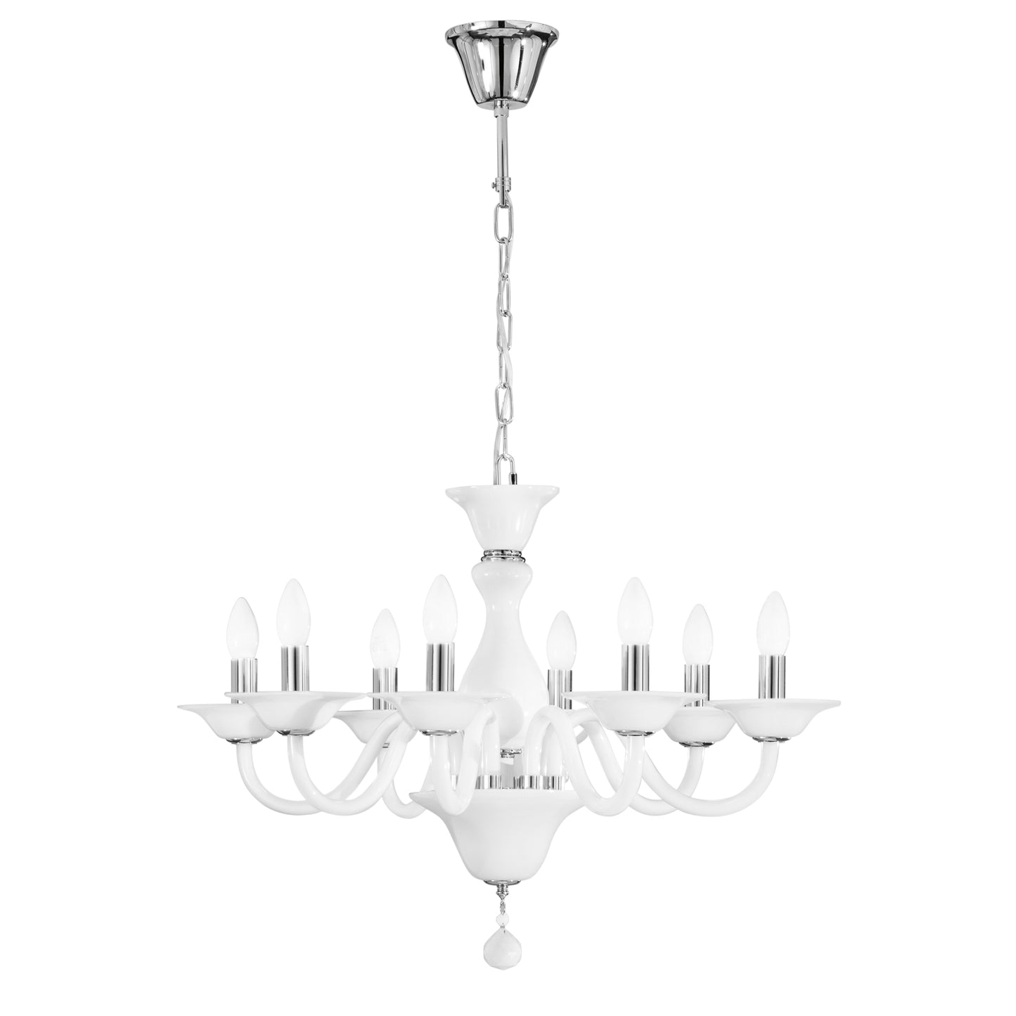 Lampadario SOFFIO in vetro bianco 8 luci