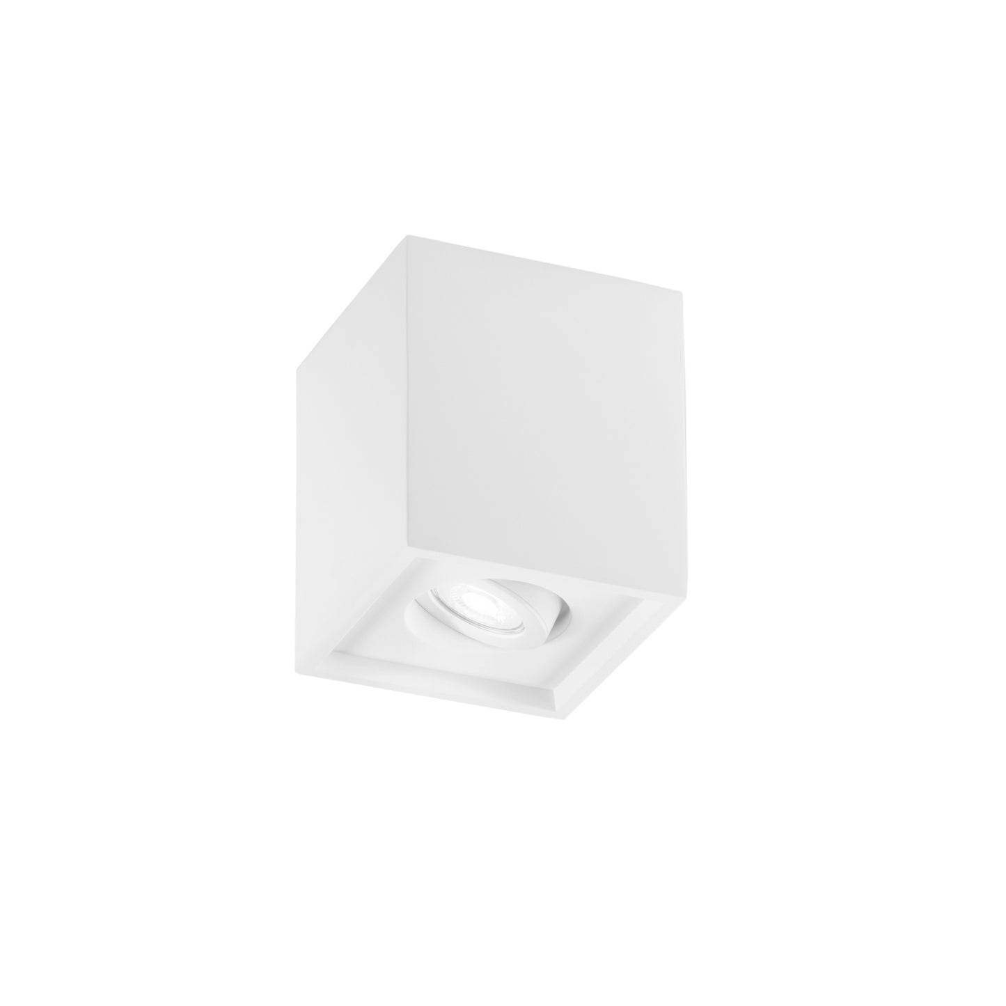 Plafoniera SPACE quadrata in gesso verniciabile con ghiera orientabile 13,4cm