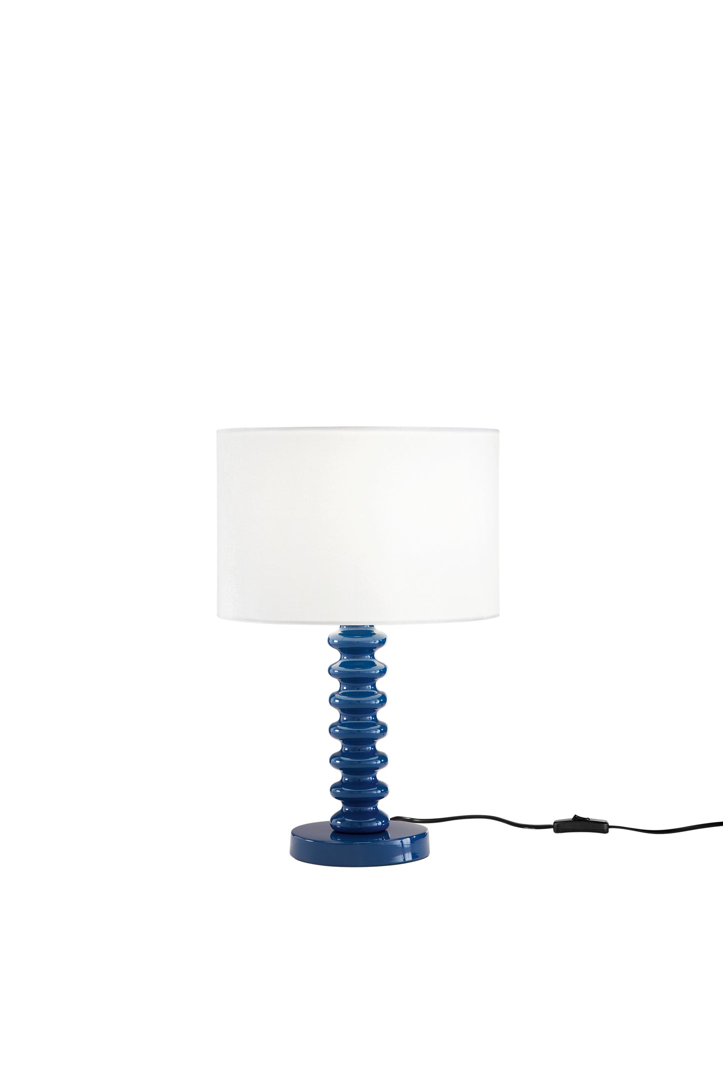 Lampada da tavolo SULTAN con base in metallo blu e paralume in tessuto