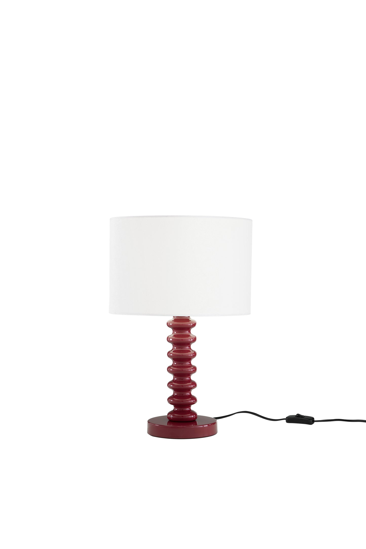 Lampada da tavolo SULTAN con base in metallo rosso e paralume in tessuto