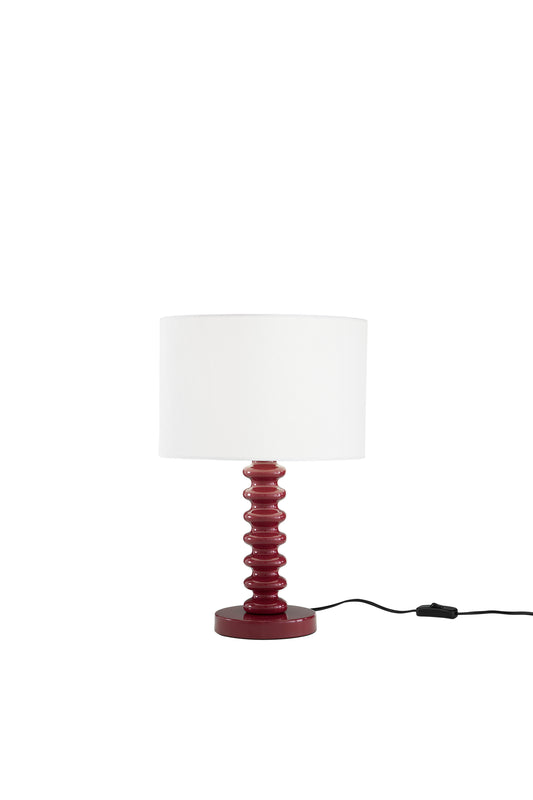 Lampada da tavolo SULTAN con base in metallo rosso e paralume in tessuto
