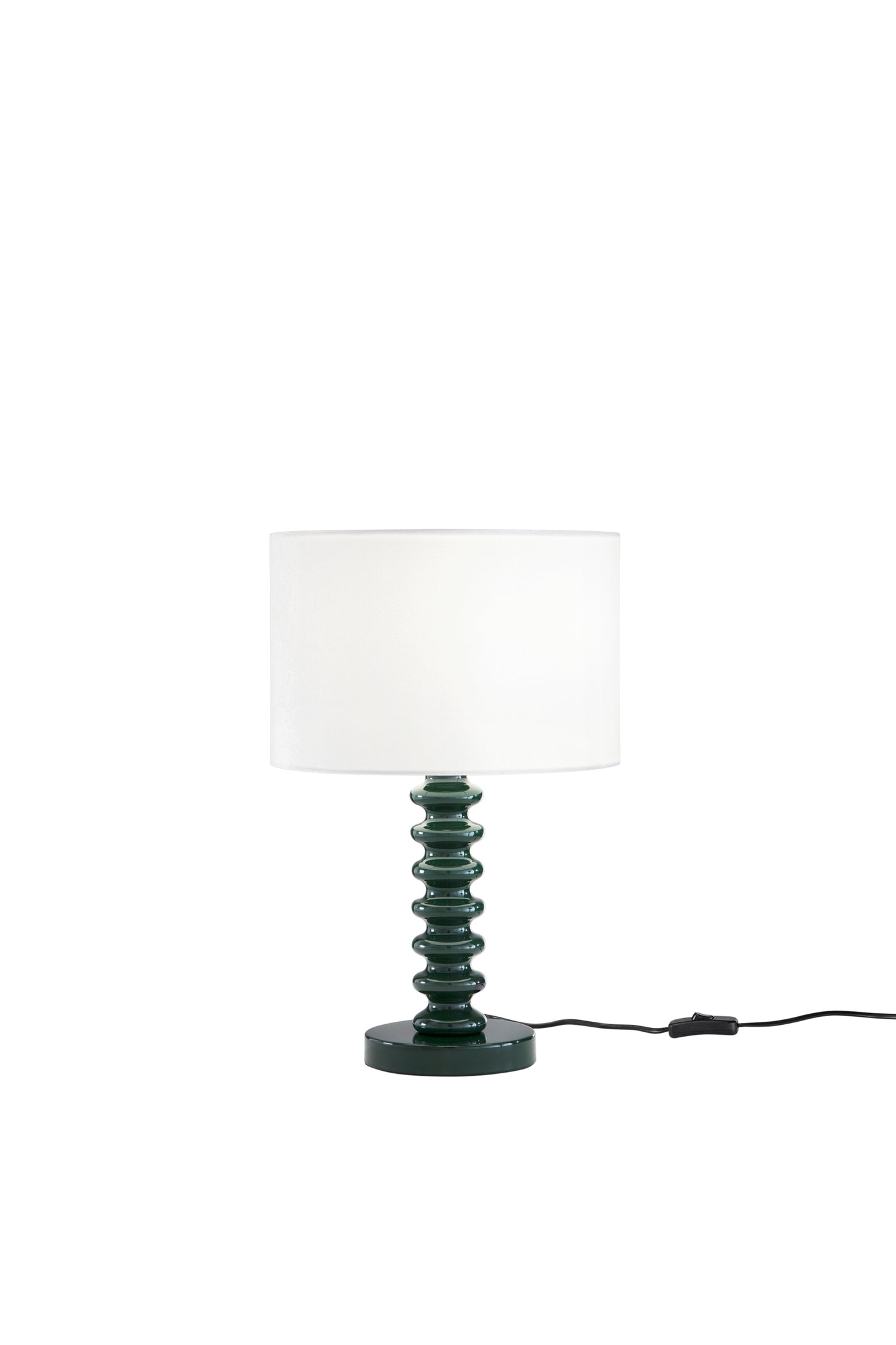 Lampada da tavolo SULTAN con base in metallo verde e paralume in tessuto