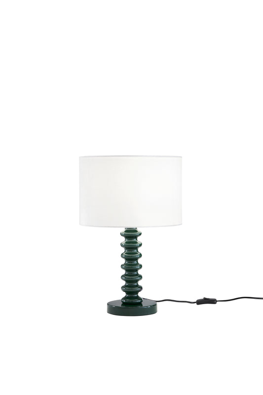 Lampada da tavolo SULTAN con base in metallo verde e paralume in tessuto