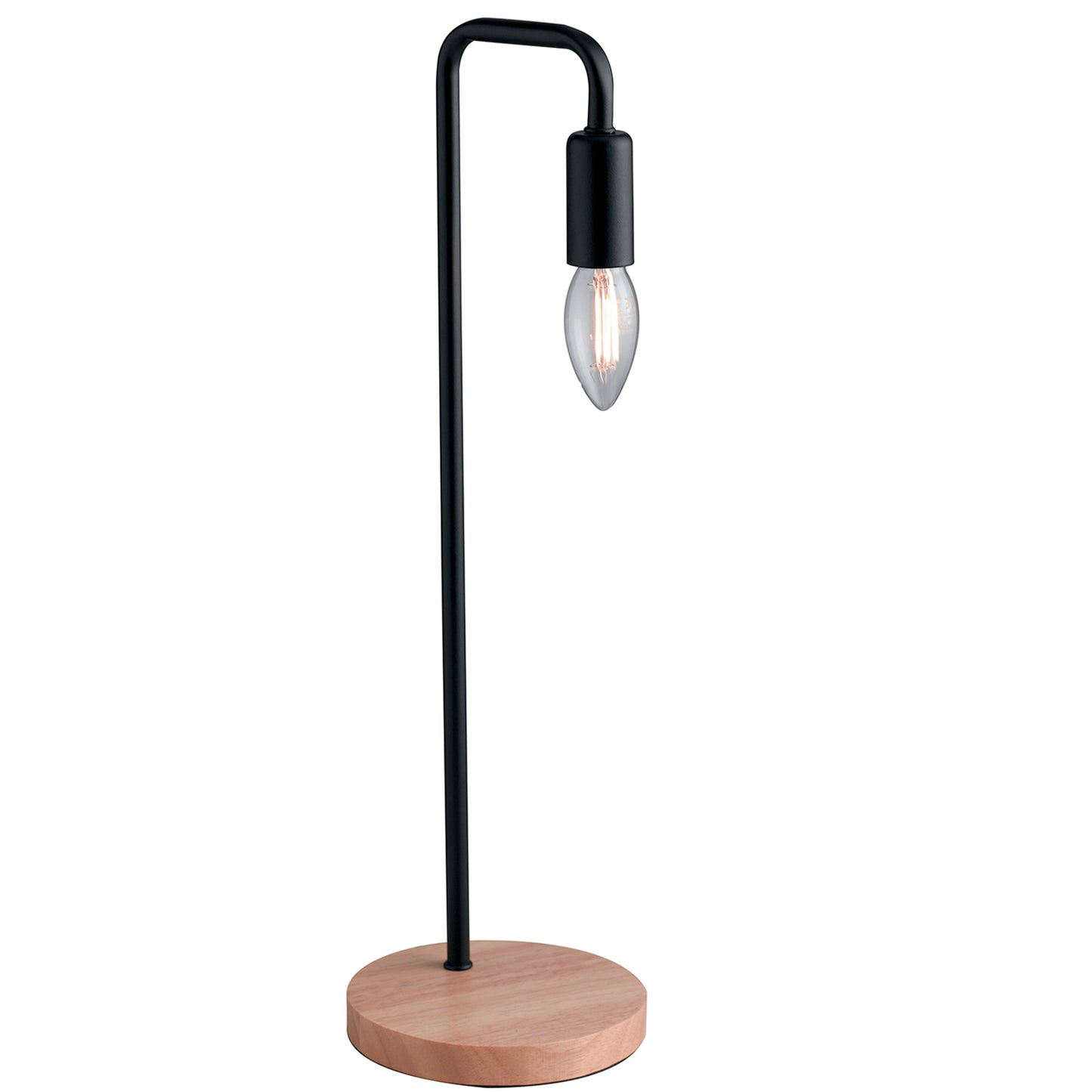 Lampada da tavolo SUSHI in metallo nero con base in legno