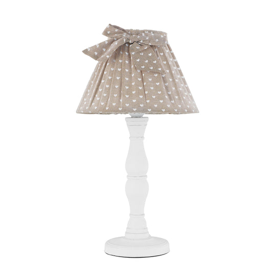 Lampada da tavolo SWEET in legno bianco con paralume in tessuto
