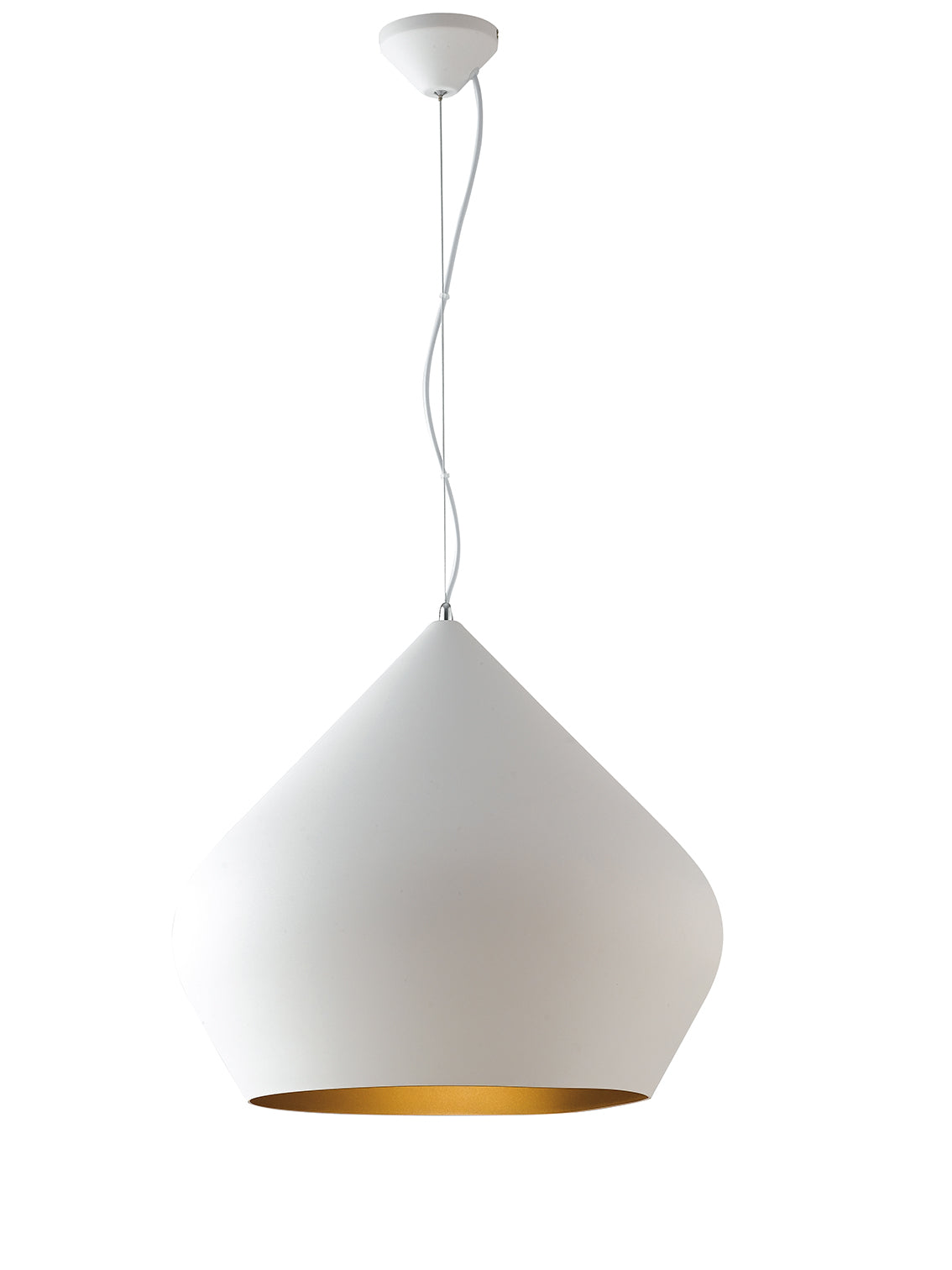 Lampadario a sospensione THOLOS in metallo bianco con interno oro