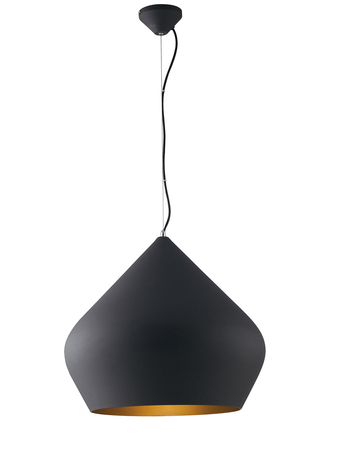 Lampadario a sospensione THOLOS in metallo nero con interno oro