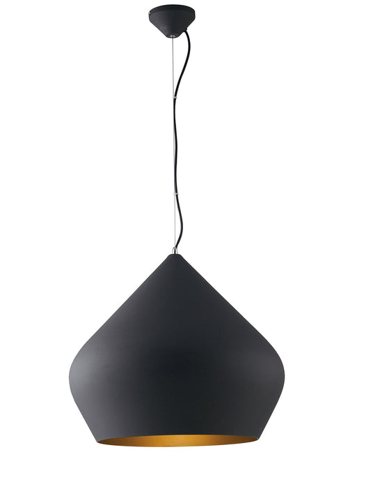 Lampadario a sospensione THOLOS in metallo nero con interno oro