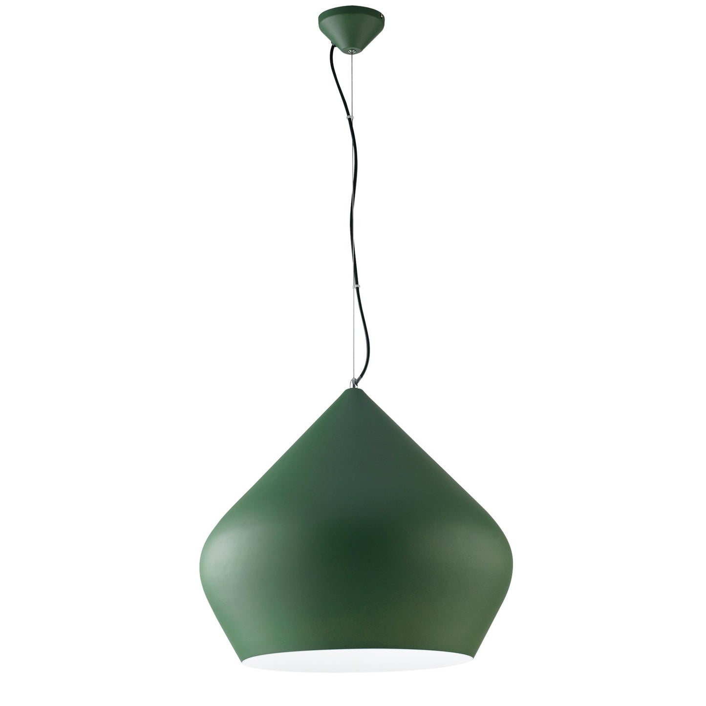 Lampadario a sospensione THOLOS in metallo verde con interno bianco