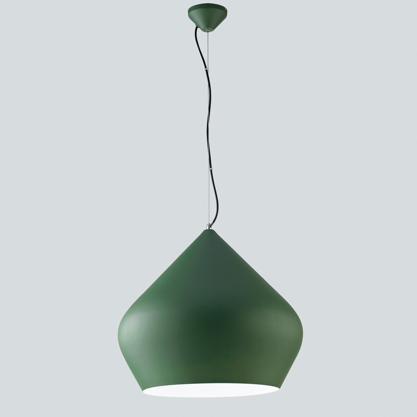 Lampadario a sospensione THOLOS in metallo verde con interno bianco