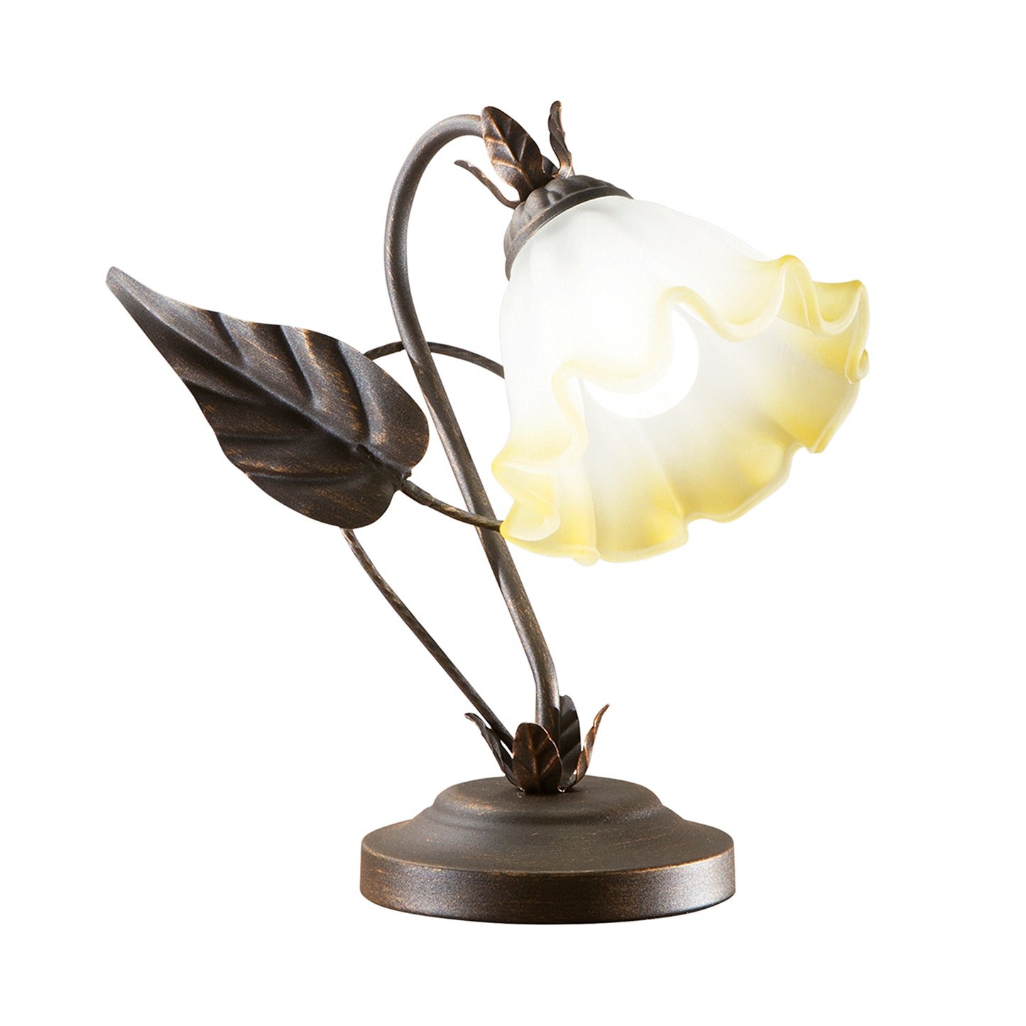 Lampada da tavolo TRISTANO in metallo marrone con diffusore in vetro