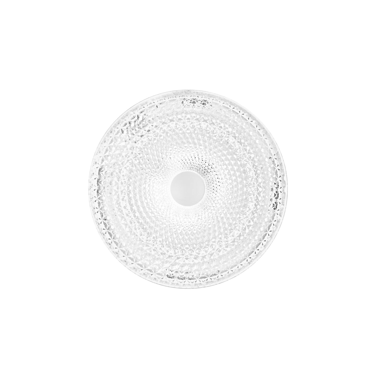 Plafoniera LED UNIKA bianca effetto diamantato, CCT con memory function, telecomando incluso e connessione Wi-Fi, Ø 49,5cm.