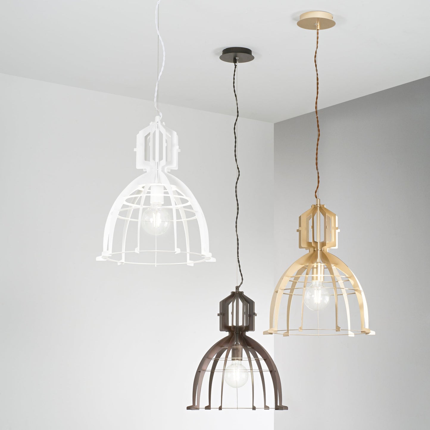 Lampadario a sospensione URBAN bianco in metallo