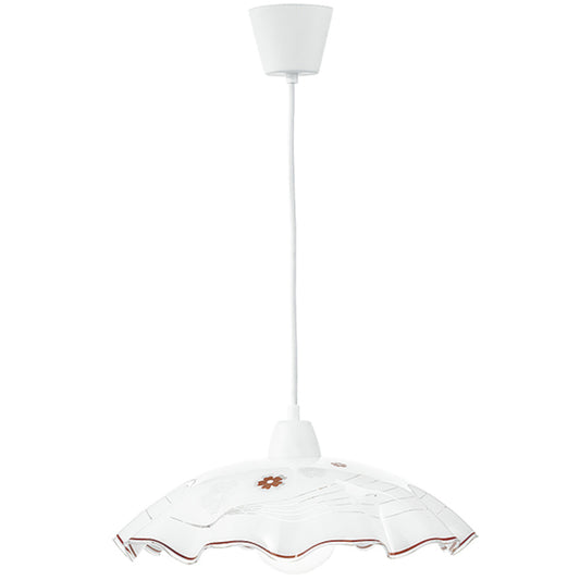 Sospensione VICTORIA in vetro bianco decorato