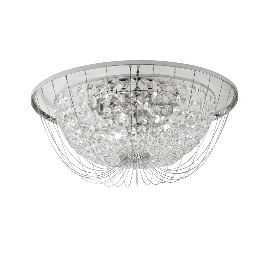 Plafoniera VIENNAin metallo cromato con cristalli Ø 45cm.