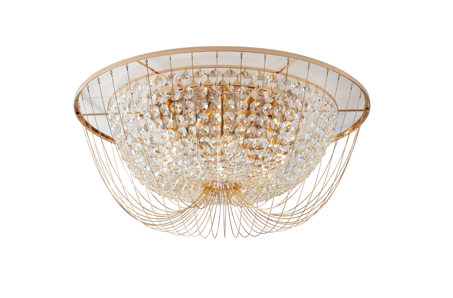 Plafoniera VIENNA in metallo dorato con cristalli Ø 60cm.