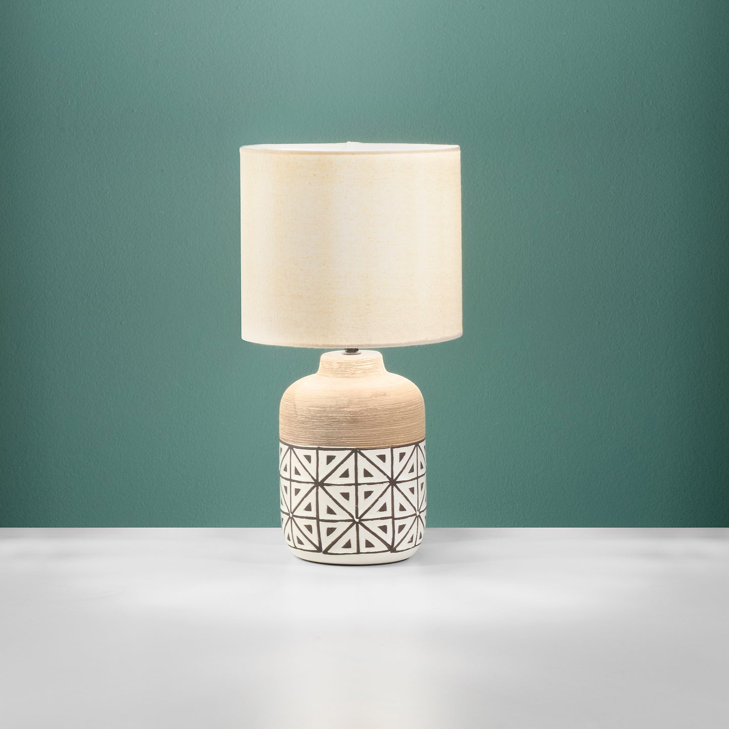 Lampada da tavolo VIETRI Marrone in Ceramica con paralume in tessuto h 41cm.