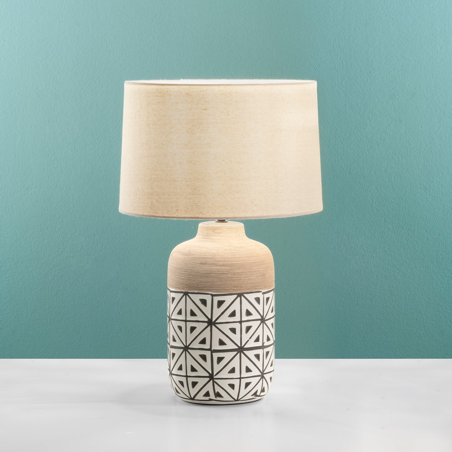 Lampada da tavolo VIETRI Marrone in Ceramica con paralume in tessuto h 49cm.