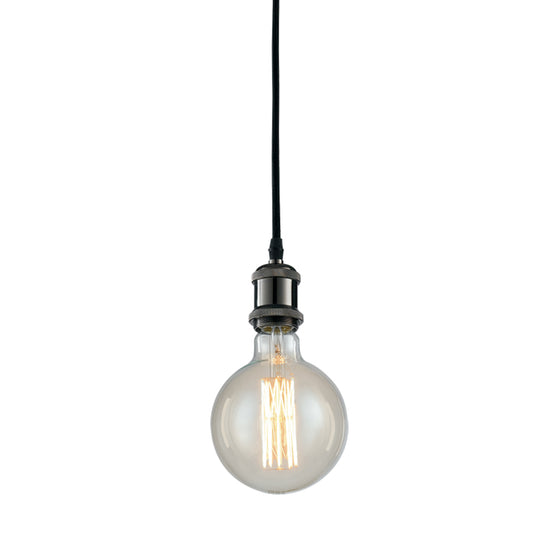 Sospensione VINTAGE con cavo in tessuto e portalampade in alluminio nero