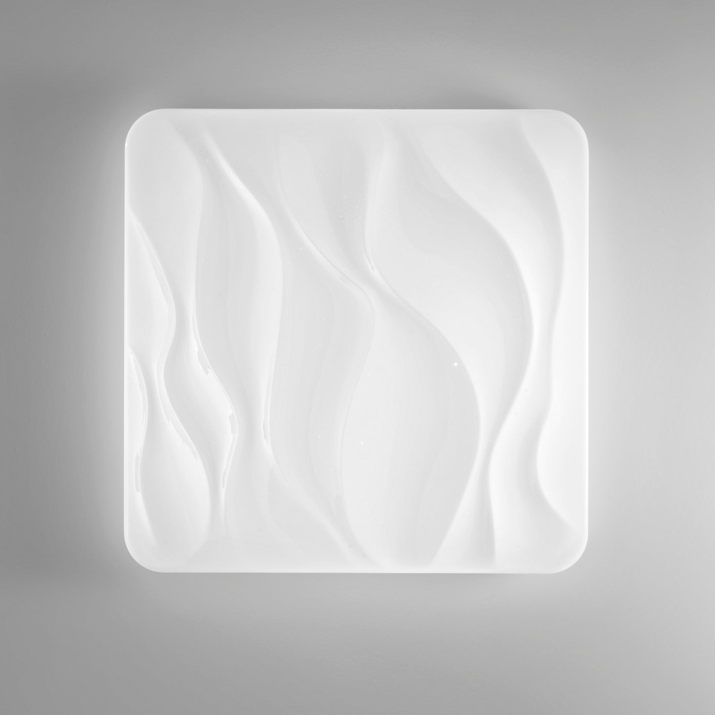Plafoniera LED WAVE in acrilico bianca quadrata, CCT, con memory function, Wi-Fi e telecomando incluso, 64cm.