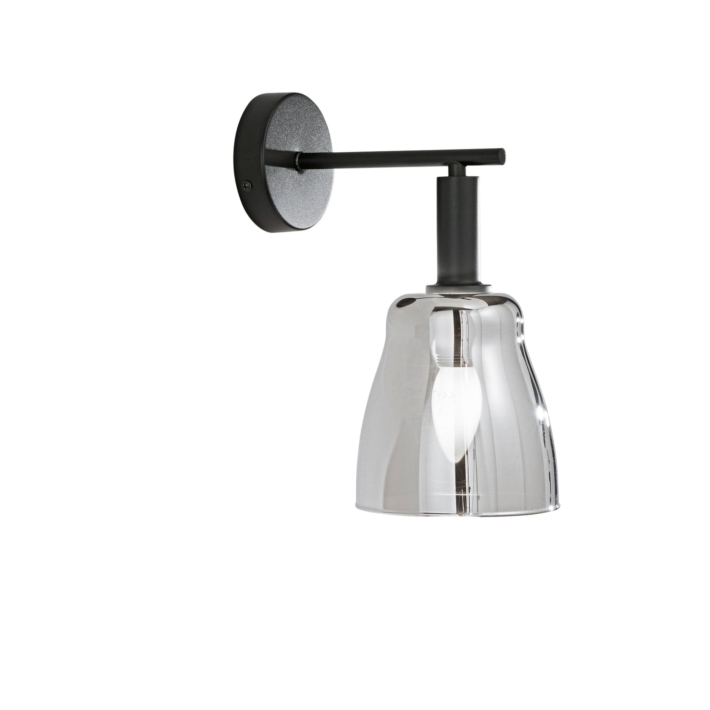 Applique WEIZEN con struttura in metallo nero e vetro cromato