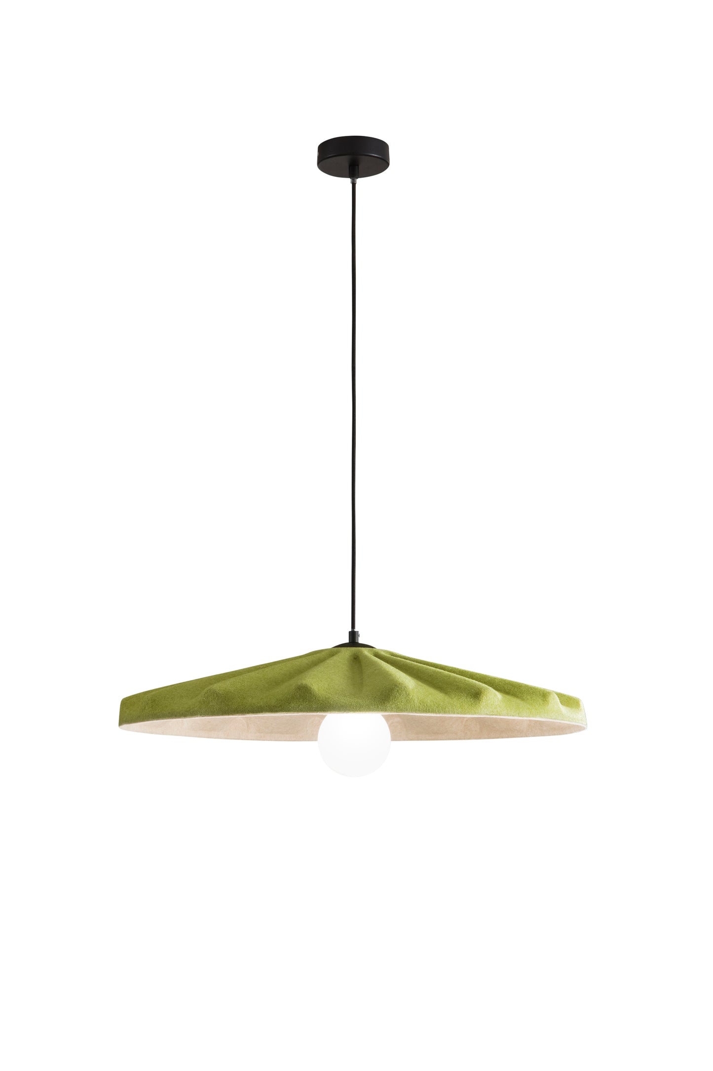 Sospensione WIMBLEDON verde con interno beige in feltro naturale