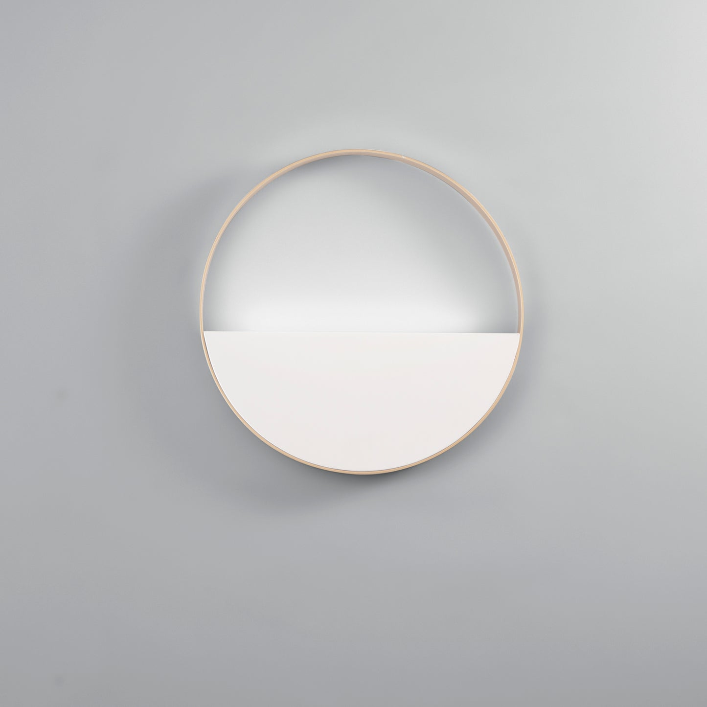 Plafoniera LED ALBA tonda con struttura in metallo oro e bianco, CCT, Ø 35cm.