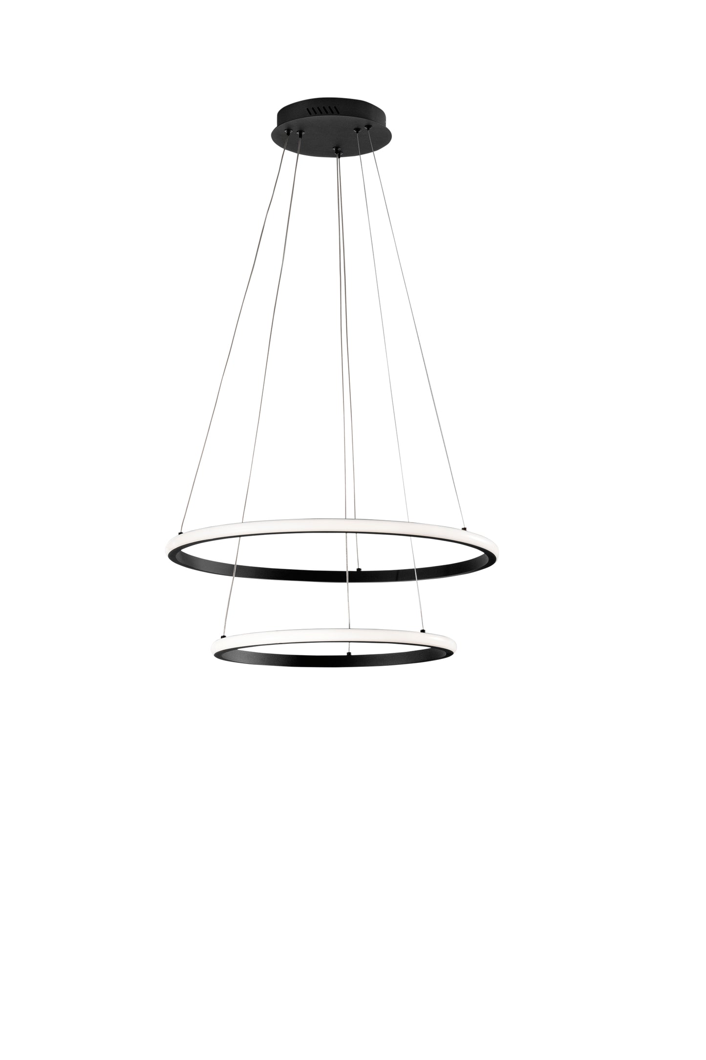 Sospensione Led Axis con doppio diffusore nero in silicone Ø 40cm. Ø 60cm. CCT