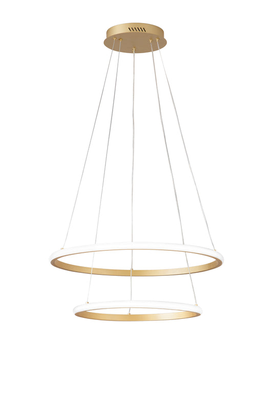 Sospensione Led Axis con doppio diffusore oro in silicone Ø 40cm. Ø 60cm. CCT