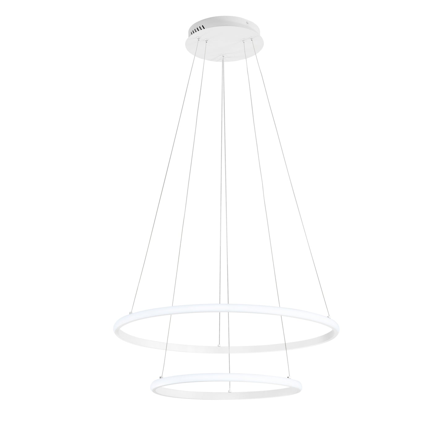 Sospensione Led Axis con doppio diffusore bianco in silicone Ø 40cm. Ø 60cm. CCT