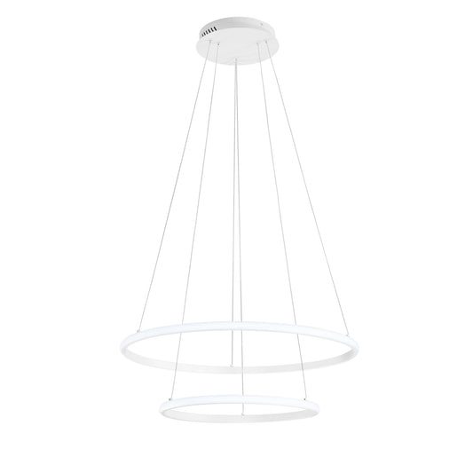 Sospensione Led Axis con doppio diffusore bianco in silicone Ø 40cm. Ø 60cm. CCT