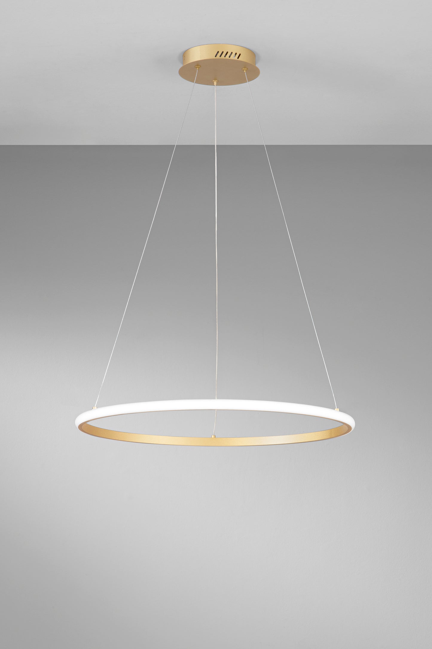 Sospensione LED AXIS con diffusore oro singolo in silicone Ø 60cm. CCT