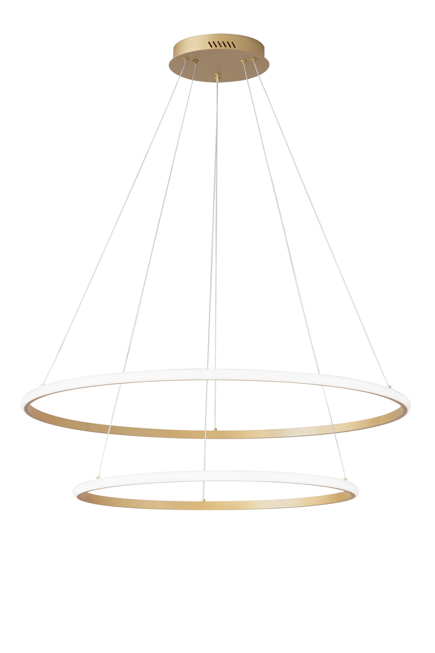 Sospensione Led Axis con doppio diffusore oro in silicone Ø 60cm. Ø 80cm. CCT
