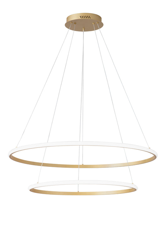 Sospensione Led Axis con doppio diffusore oro in silicone Ø 60cm. Ø 80cm. CCT