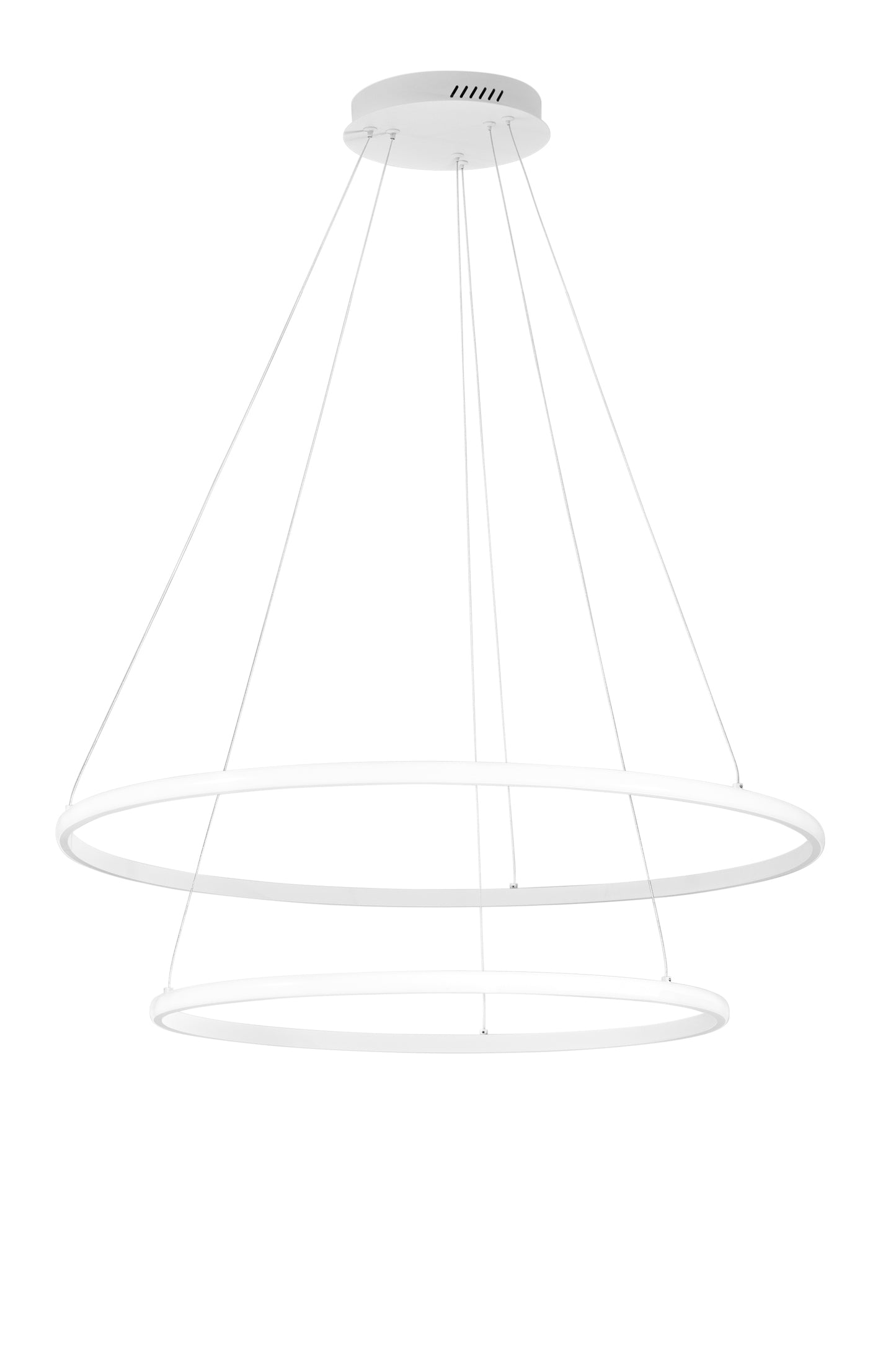Sospensione Led Axis con doppio diffusore bianco in silicone Ø 60cm. Ø 80cm. CCT