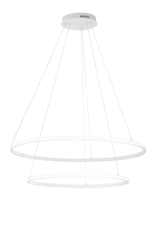 Sospensione Led Axis con doppio diffusore bianco in silicone Ø 60cm. Ø 80cm. CCT