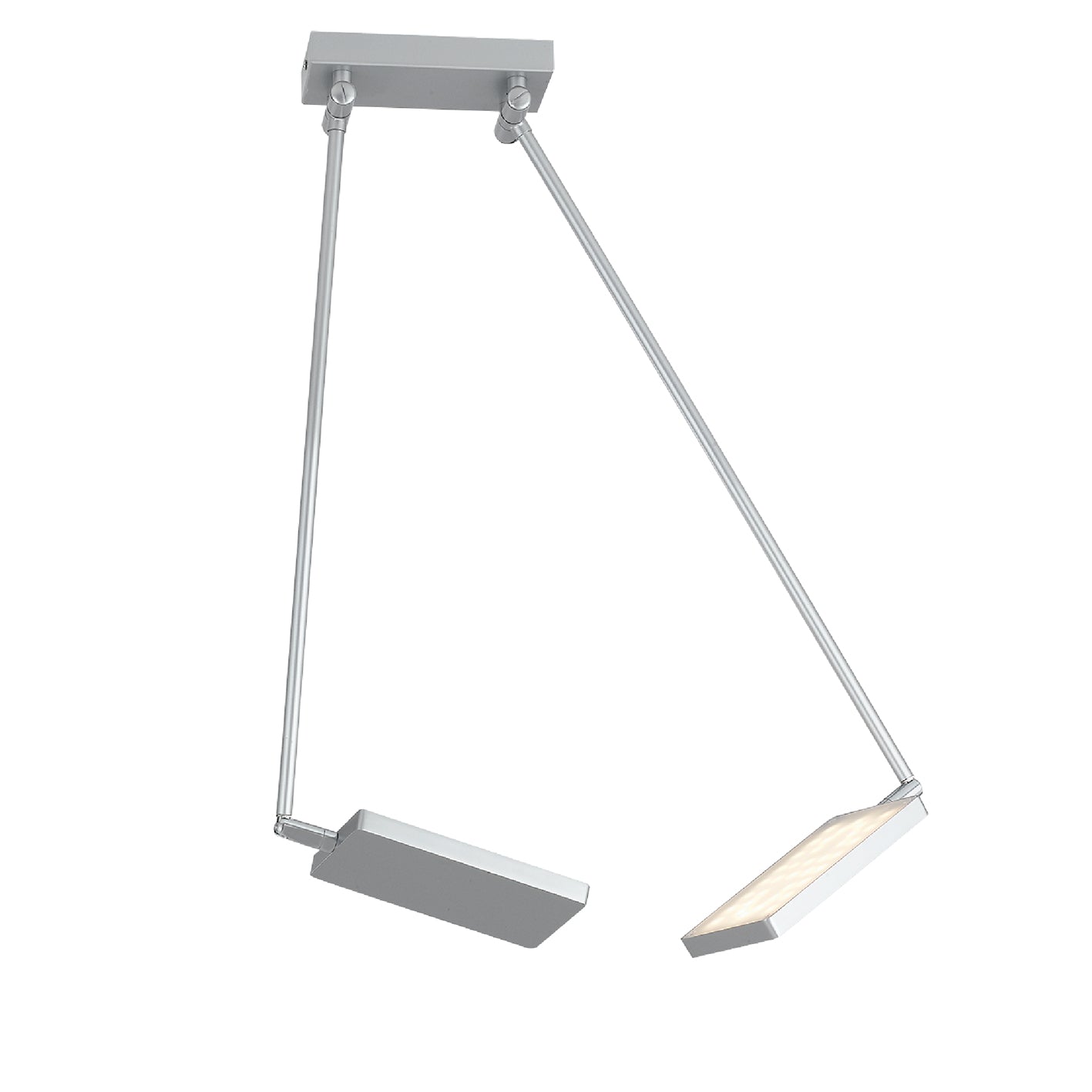 Plafoniera LED BOOK in alluminio grigio con 2 diffusori orientabili