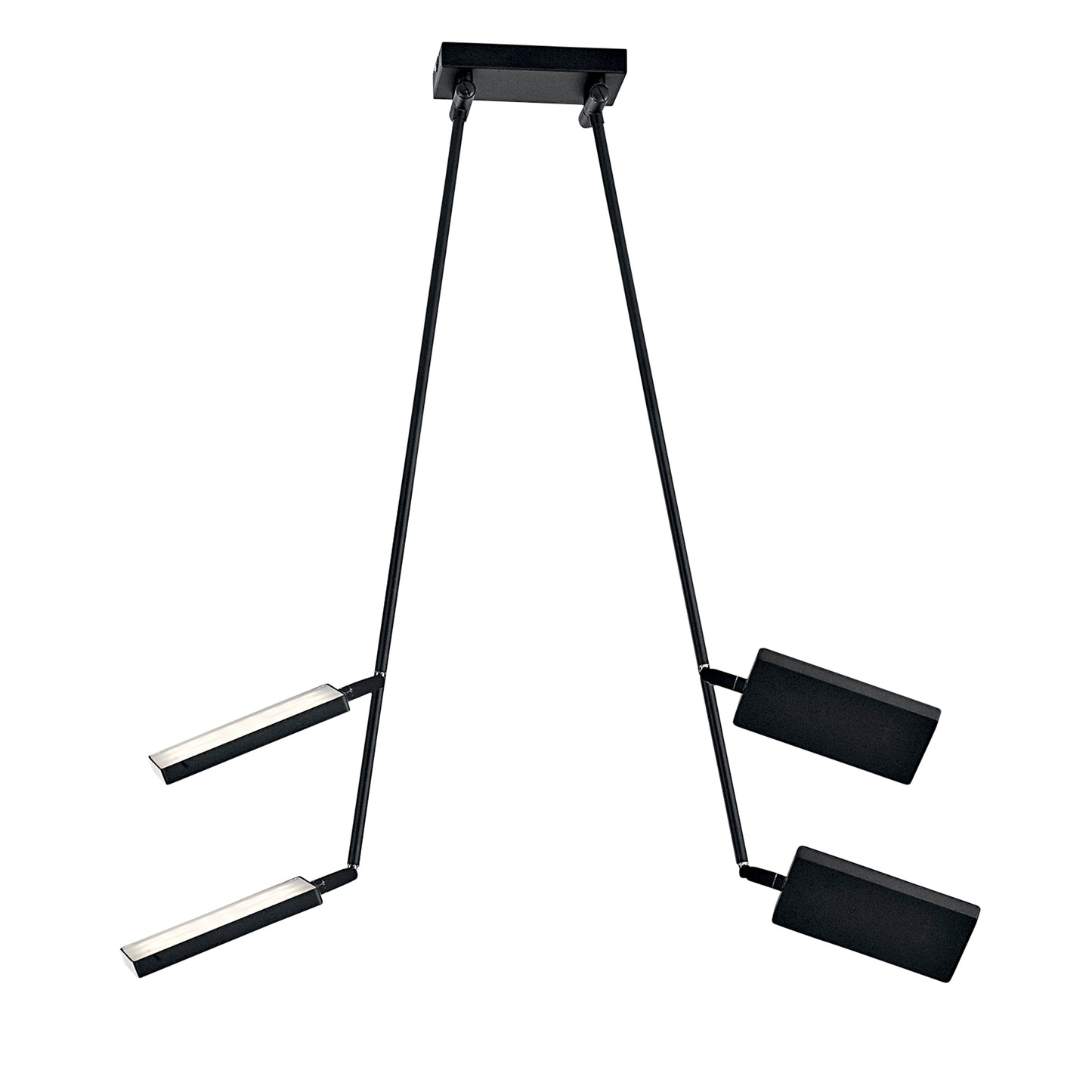 Plafoniera LED BOOK in alluminio nero con 2 diffusori orientabili