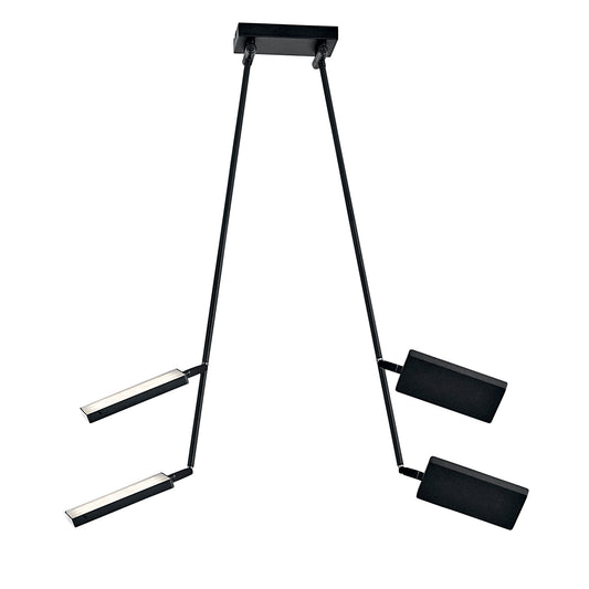 Plafoniera LED BOOK in alluminio nero con 2 diffusori orientabili