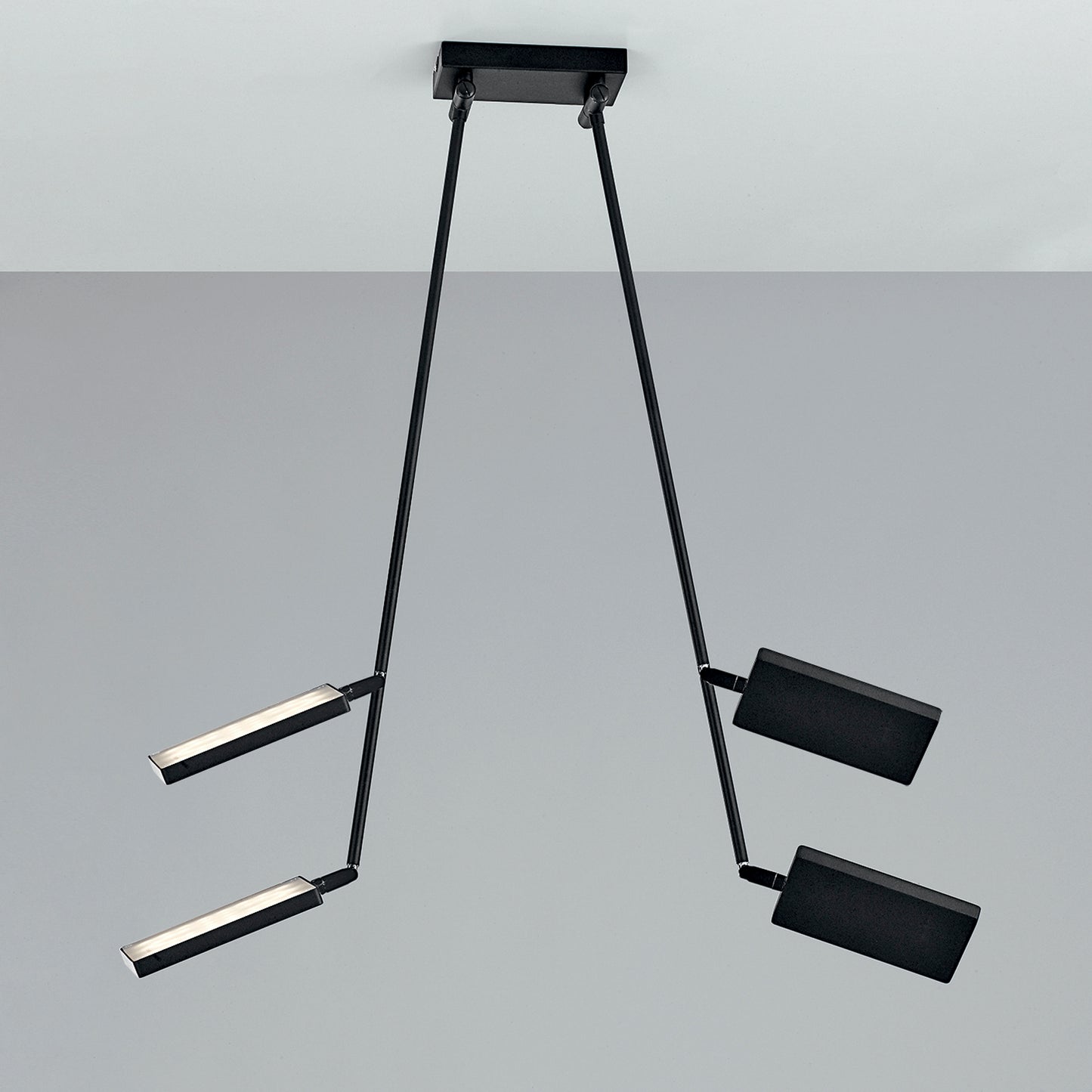Plafoniera LED BOOK in alluminio nero con 2 diffusori orientabili