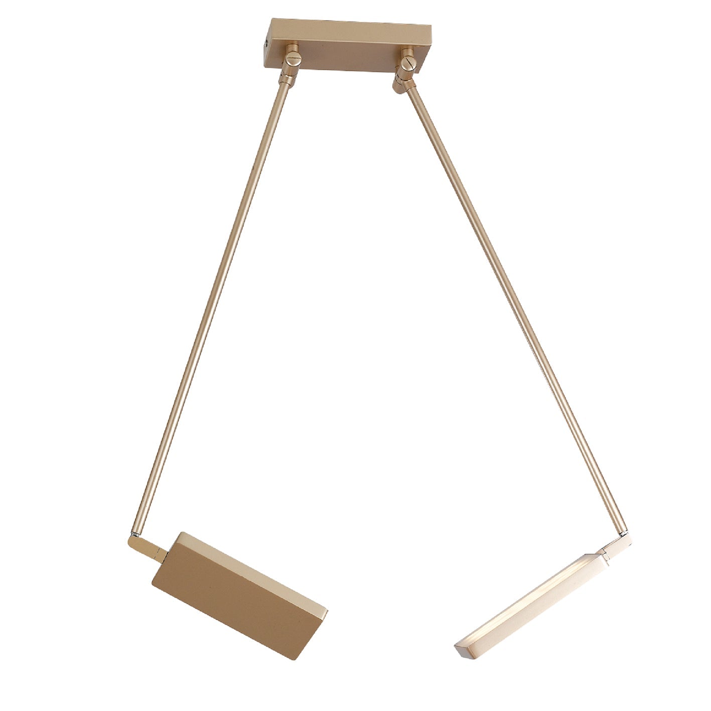 Plafoniera LED BOOK in alluminio oro con 2 diffusori orientabili