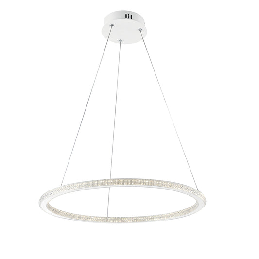 Sospensione BRYANT bianca con diffusore diamantato 45W luce naturale