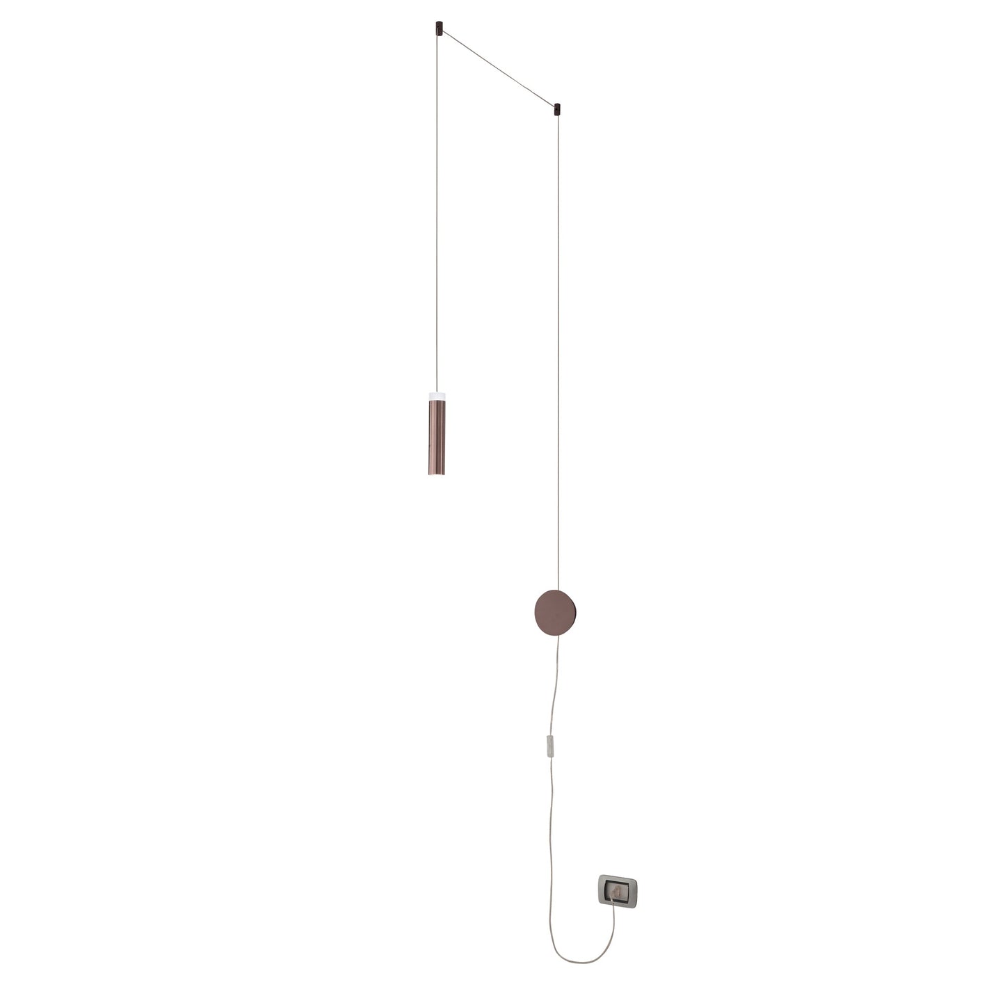 Applique LED CANDLE in alluminio bronzo con cavo regolabile e presa, luce biemissione