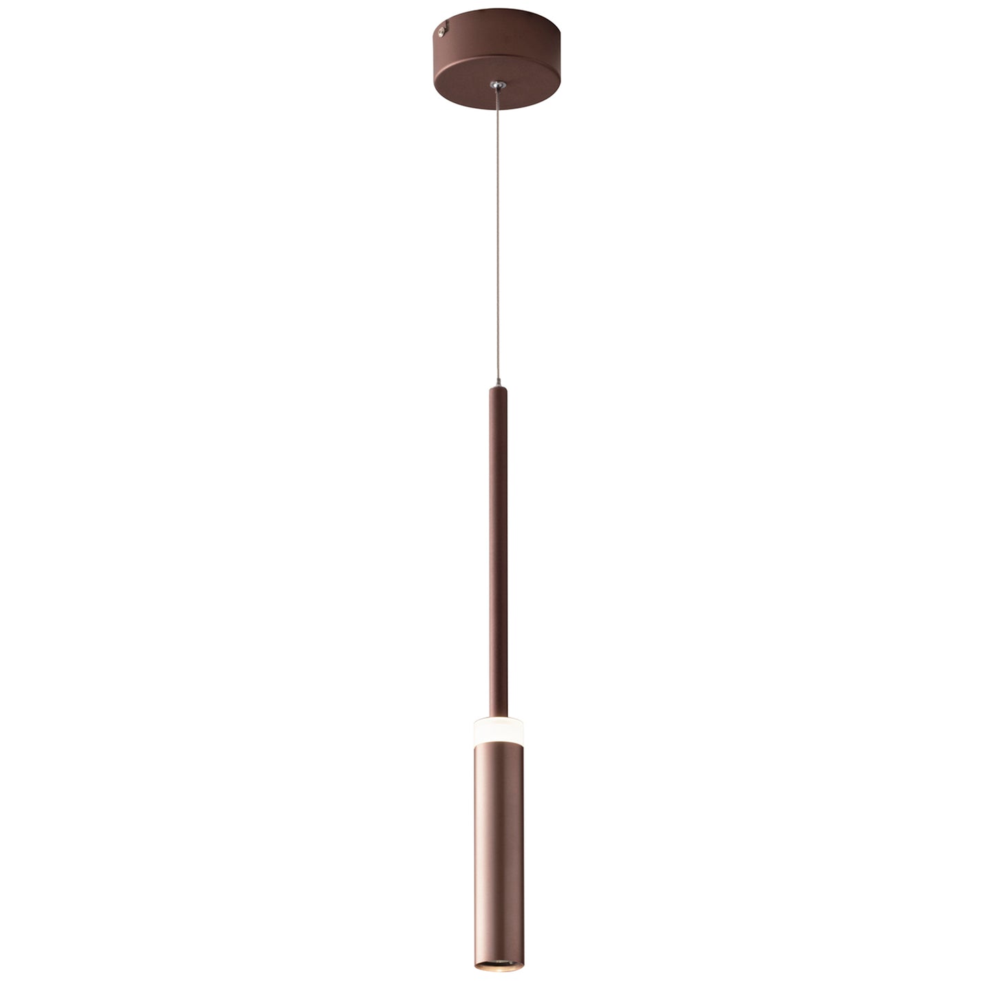 Sospensione LED CANDLE in alluminio bronzo luce singola biemissione