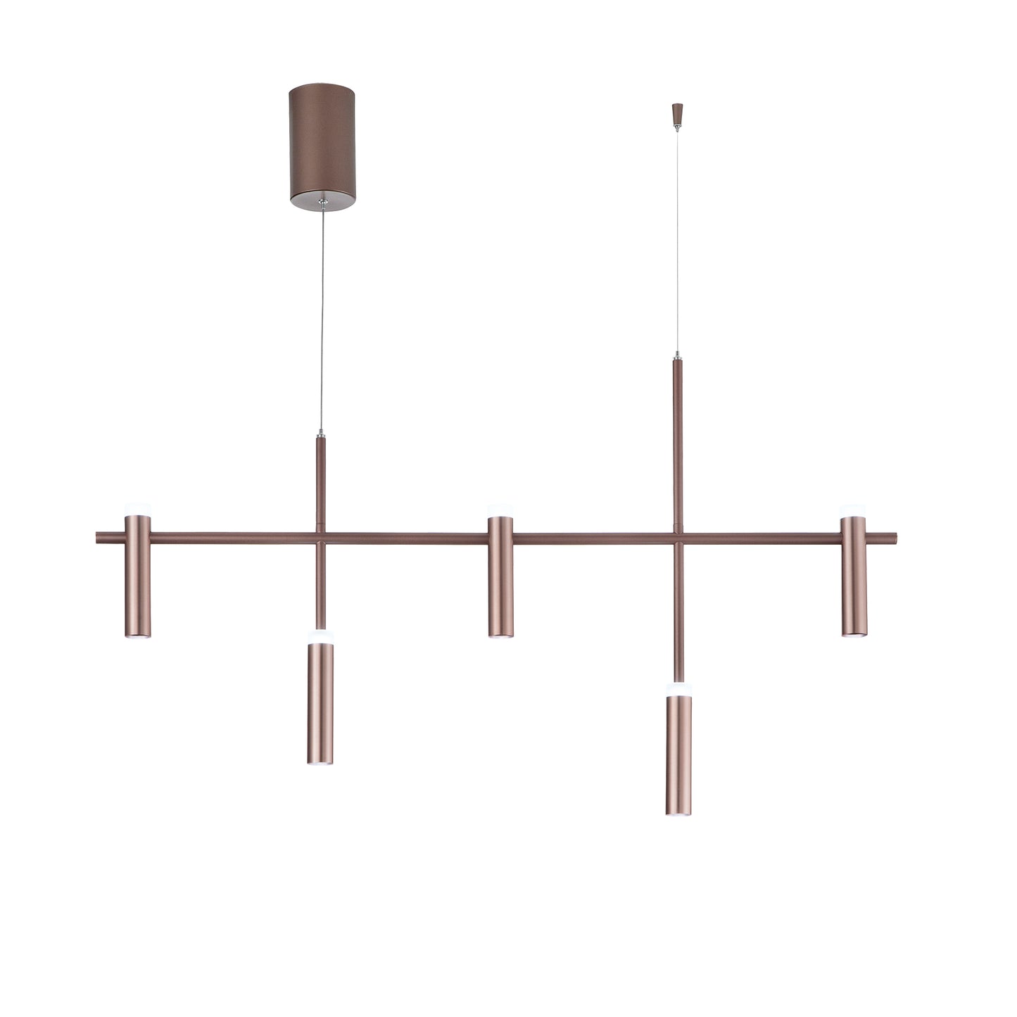 Sospensione LED CANDLE in alluminio bronzo 5 luci biemissione